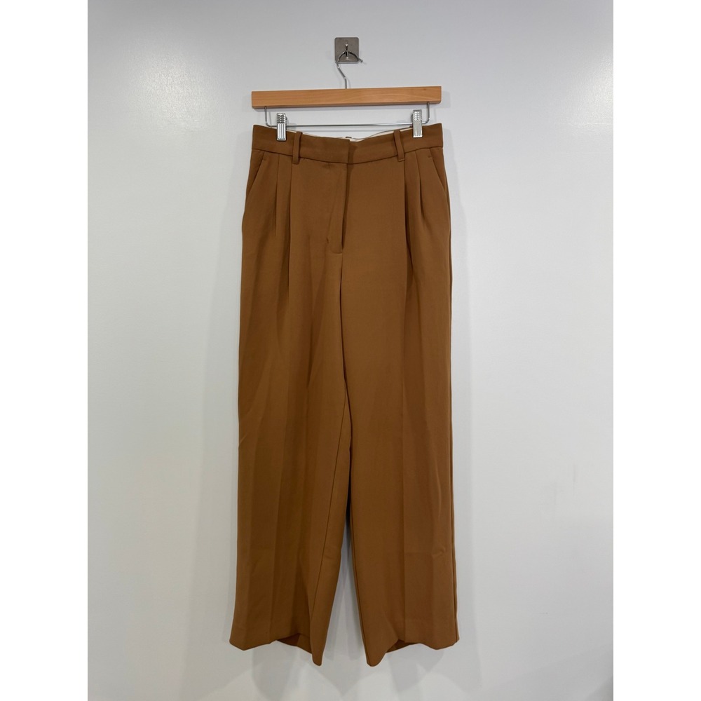 Aritzia Wilfred Women Brown Effortless Wide Leg Pleated Trousers Size 6